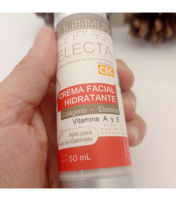 Crema facial hidratante con colágeno y elastina + vit. A y E. 50 mL.